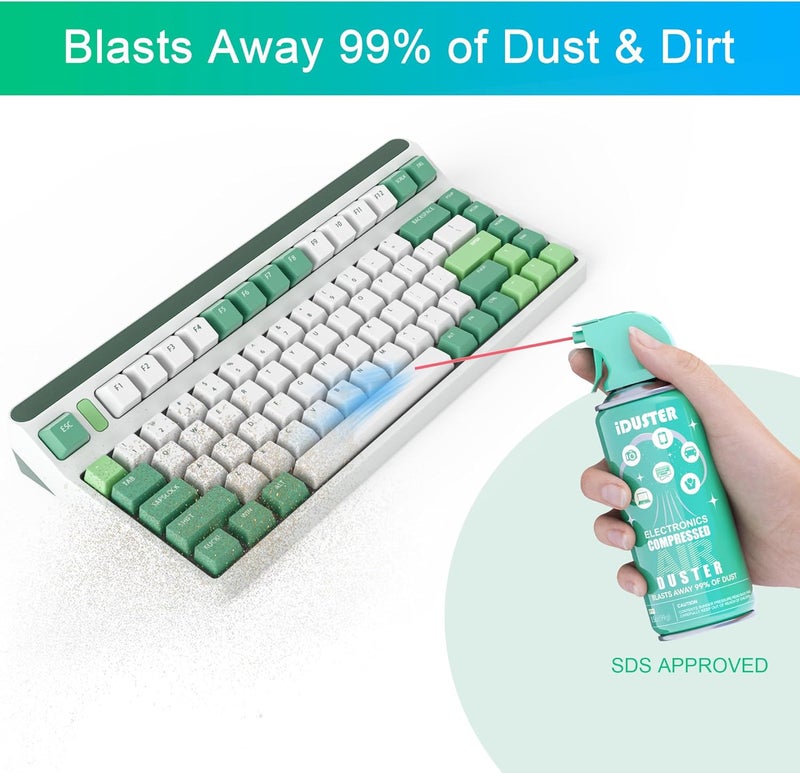iDuster Compressed Canned Air Duster for Computer - Disposable Electronic Keyboard Cleaner for Cleaning Duster, 3PCS(3.5oz) - Image 2